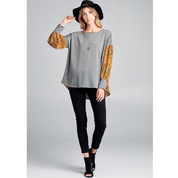 Host Pick 🥇Contrast Bell Sleeve Gray Top - Picture 4 of 4